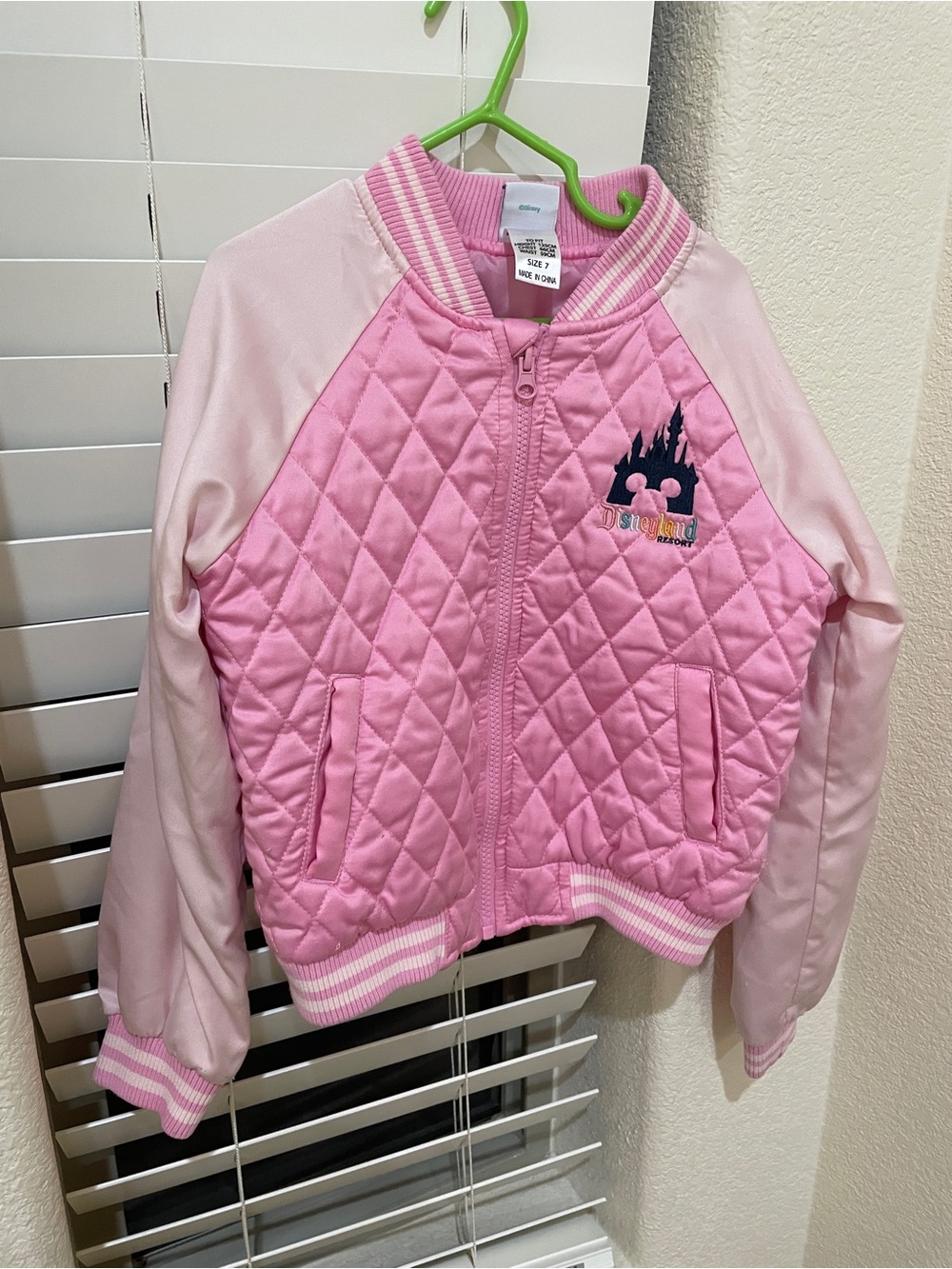 Disney Pink Quilted Satin-Sleeve Bomber Jacket